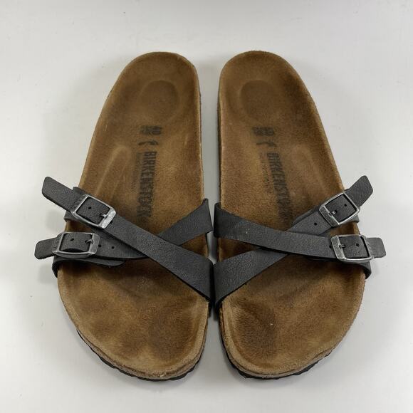 Birkenstock Almere Slide Sandals Womens Size 40 US 9-9.5 Narrow Black 2 Strap - Picture 3 of 9